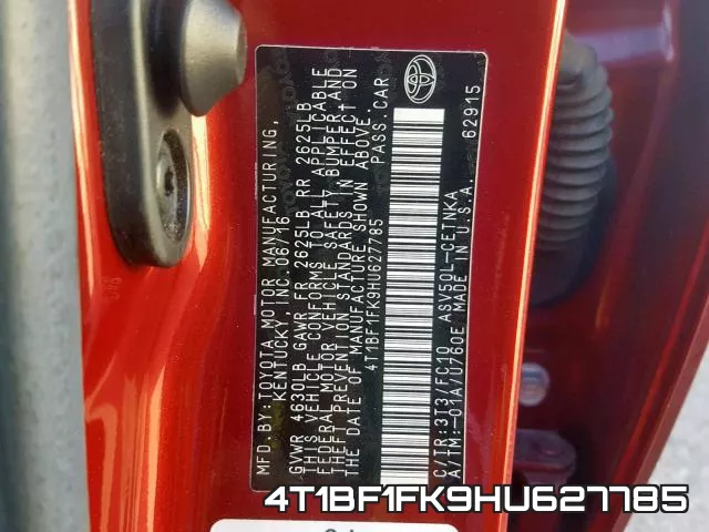 4T1BF1FK9HU627785 фото 2