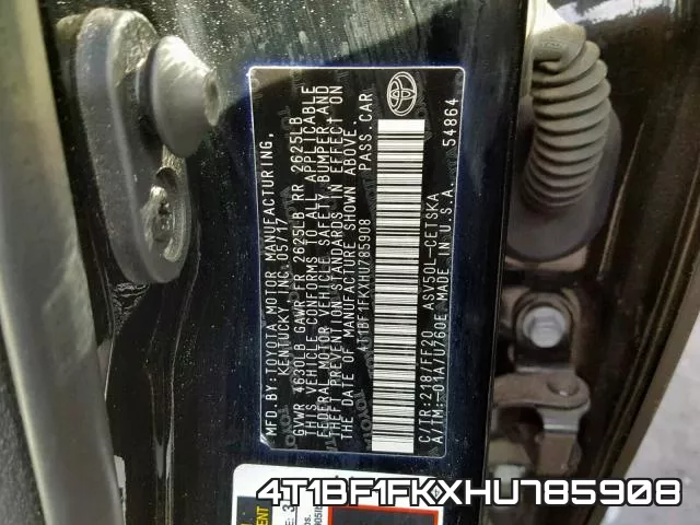 4T1BF1FKXHU785908 фото 2