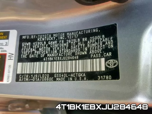 4T1BK1EBXJU284648 фото 2