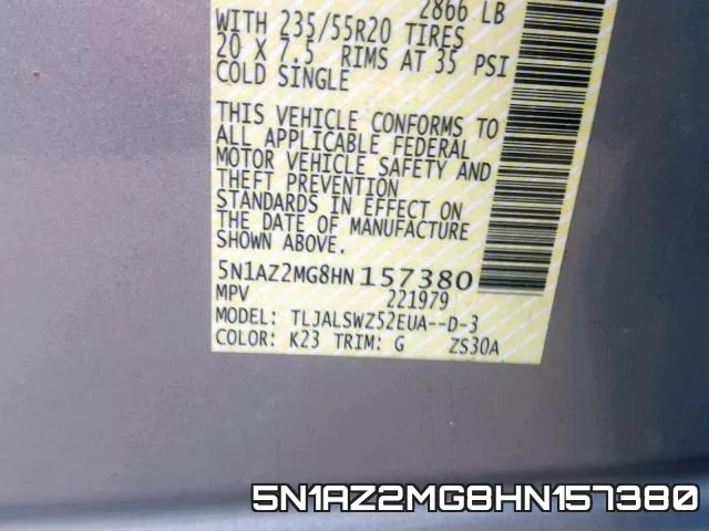 5N1AZ2MG8HN157380 фото 2