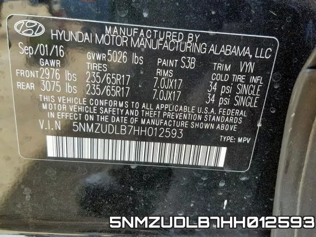 5NMZUDLB7HH012593 фото 2