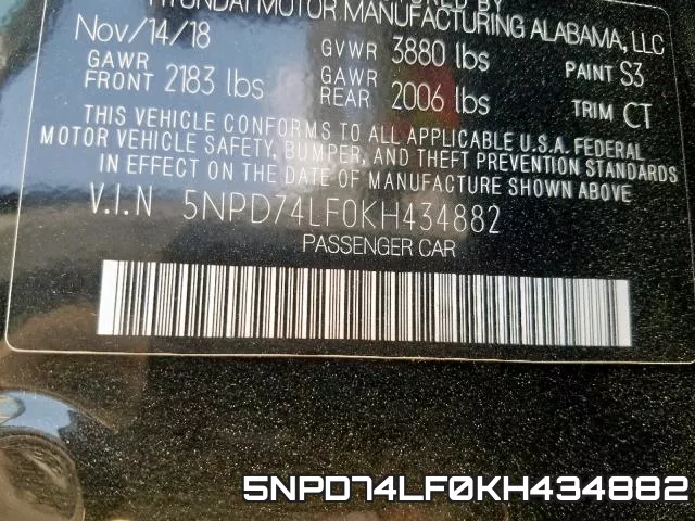5NPD74LF0KH434882 фото 2