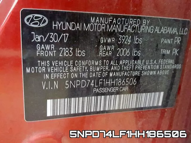 5NPD74LF1HH186506 фото 2
