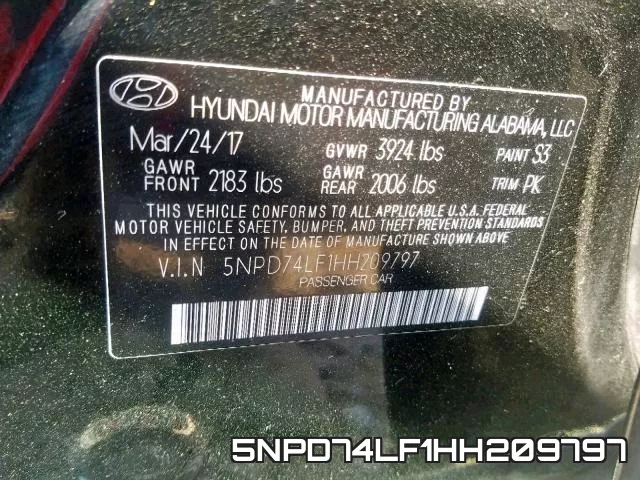 5NPD74LF1HH209797 фото 2
