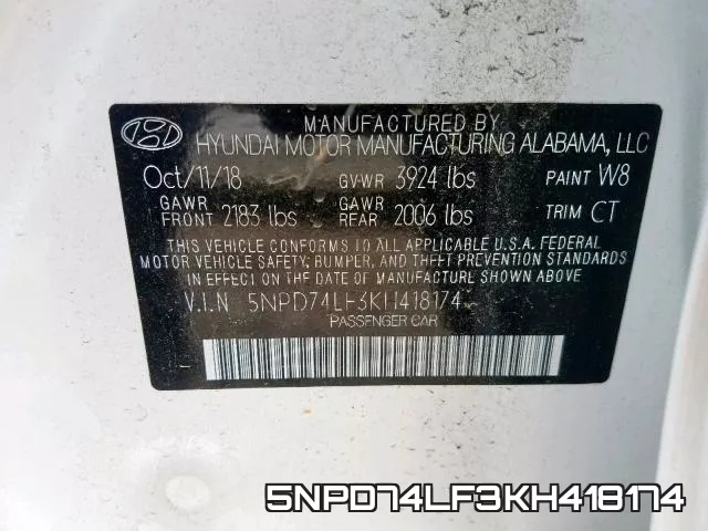 5NPD74LF3KH418174 фото 2