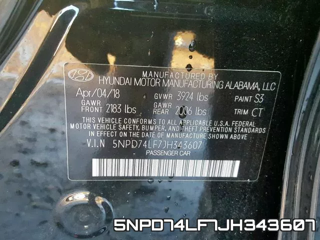 5NPD74LF7JH343607 фото 2