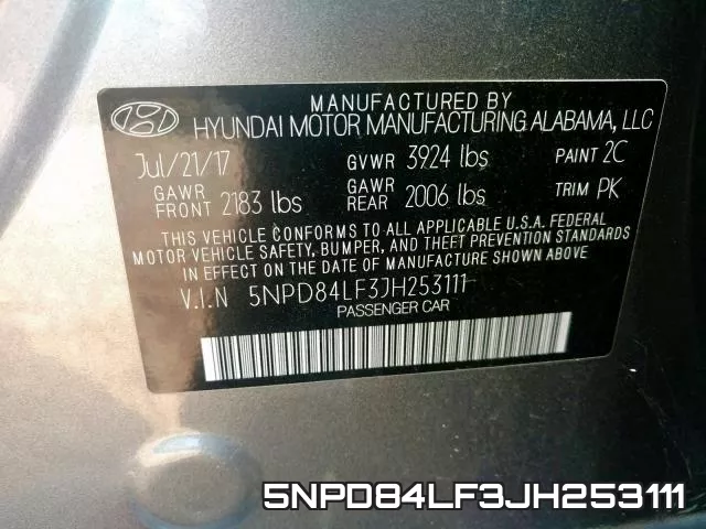 5NPD84LF3JH253111 фото 2