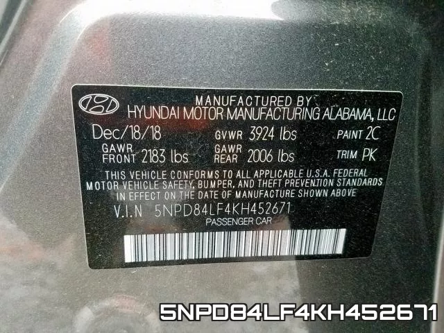 5NPD84LF4KH452671 фото 2