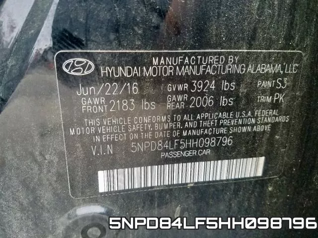 5NPD84LF5HH098796 фото 2