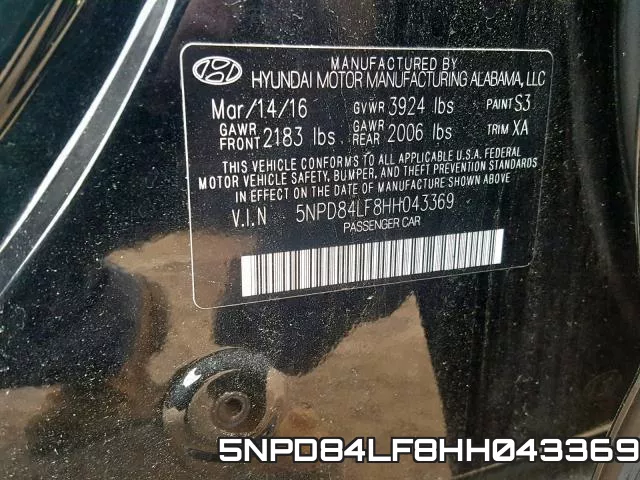 5NPD84LF8HH043369 фото 2