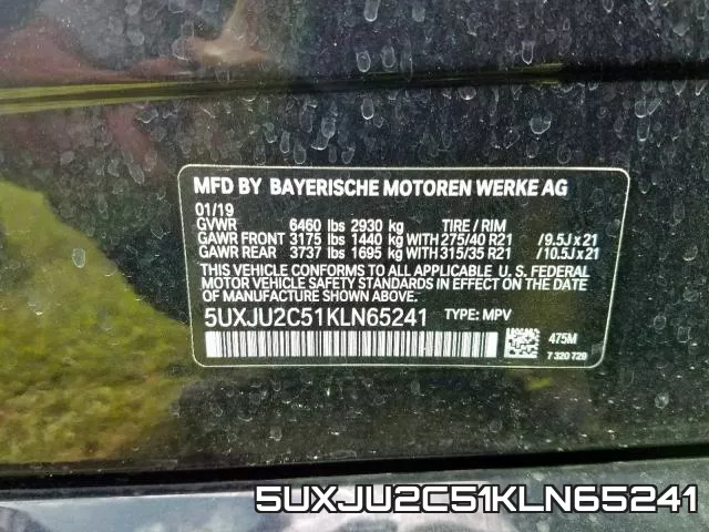 5UXJU2C51KLN65241 фото 2