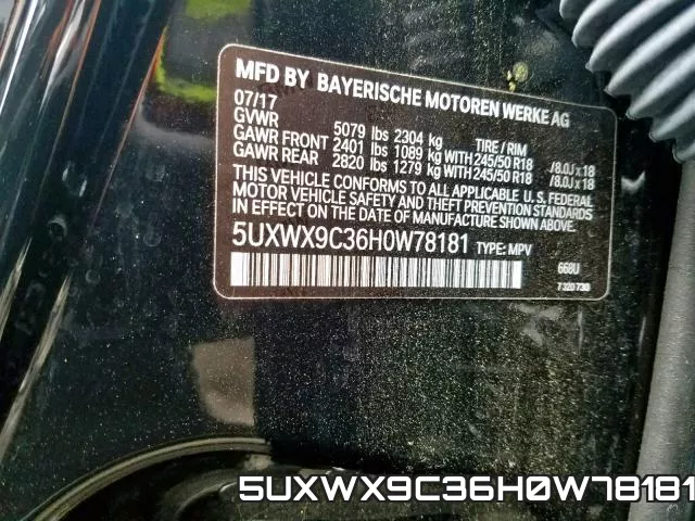 5UXWX9C36H0W78181 фото 2