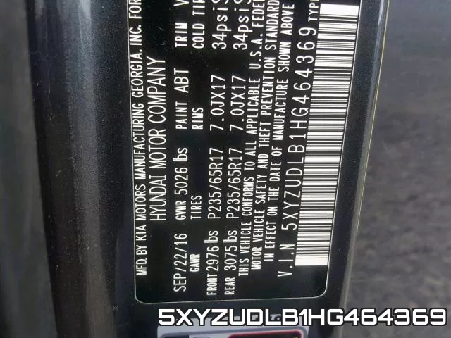 5XYZUDLB1HG464369 фото 2