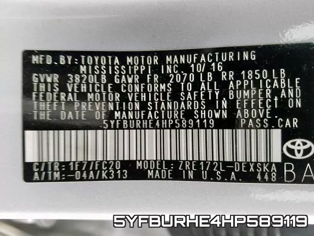 5YFBURHE4HP589119 фото 2