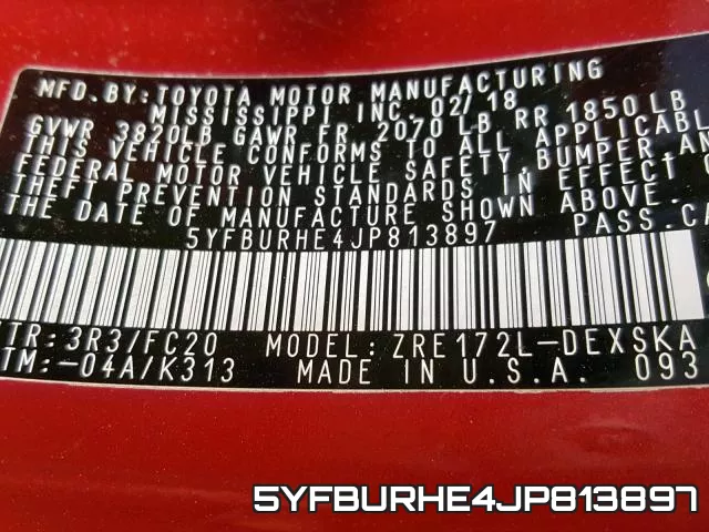 5YFBURHE4JP813897 фото 2