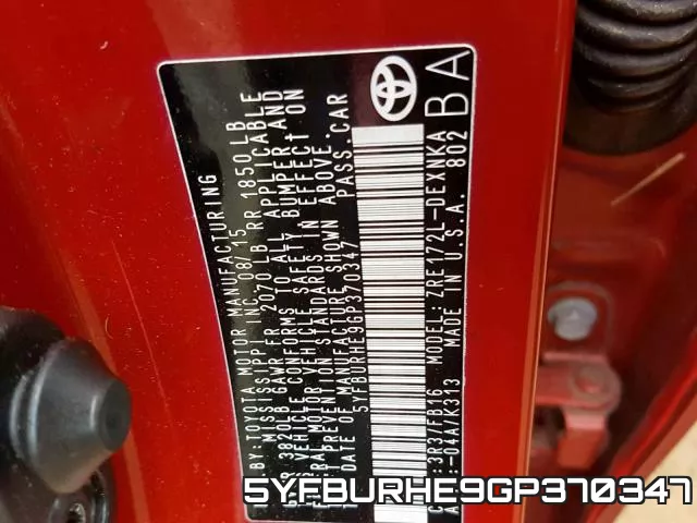 5YFBURHE9GP370347 фото 2