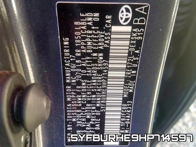 5YFBURHE9HP714597 фото 2