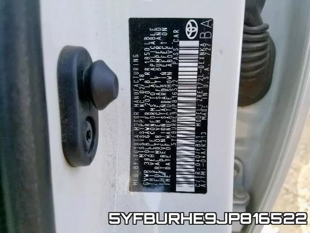 5YFBURHE9JP816522 фото 2