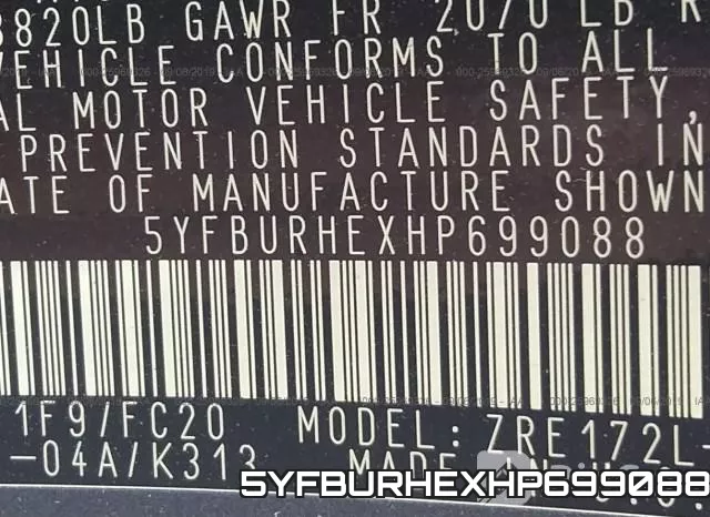 5YFBURHEXHP699088 фото 10