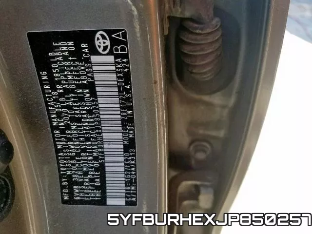 5YFBURHEXJP850257 фото 2