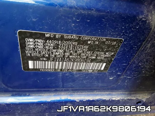 JF1VA1A62K9806194 фото 2
