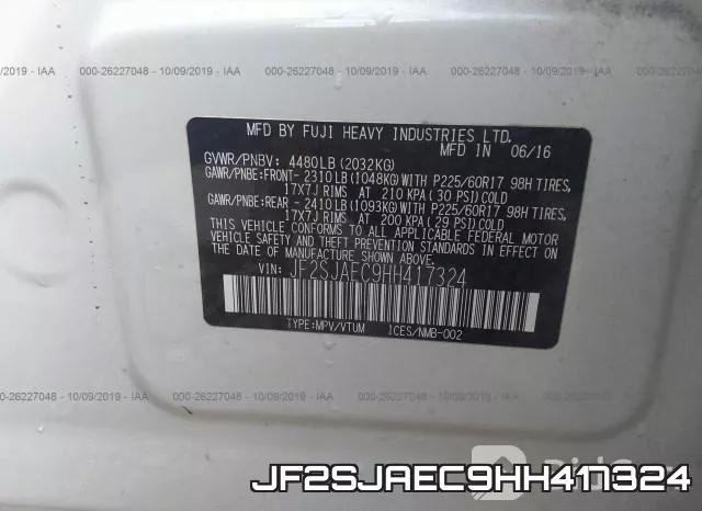 JF2SJAEC9HH417324 фото 10