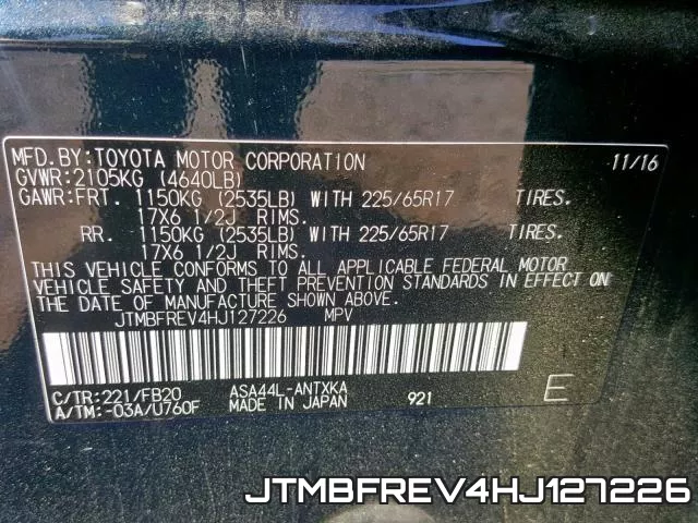 JTMBFREV4HJ127226 фото 2