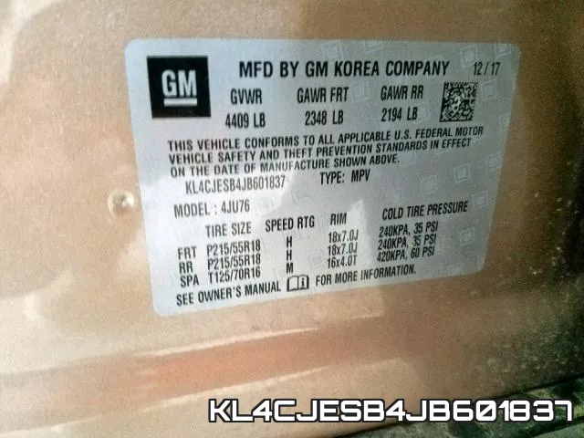 KL4CJESB4JB601837 фото 2