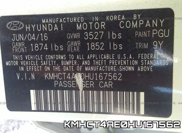 KMHCT4AE0HU167562 фото 10