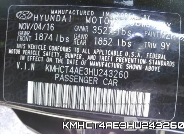KMHCT4AE3HU243260 фото 9