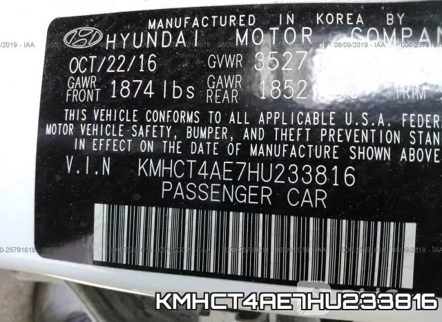 KMHCT4AE7HU233816 фото 9