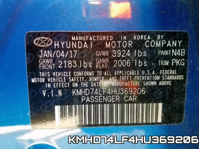 KMHD74LF4HU369206 фото 2