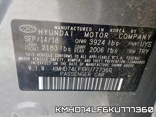 KMHD74LF6KU777360 фото 2