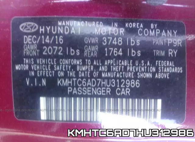 KMHTC6AD7HU312986 фото 10