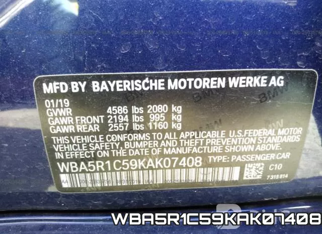 WBA5R1C59KAK07408 фото 10