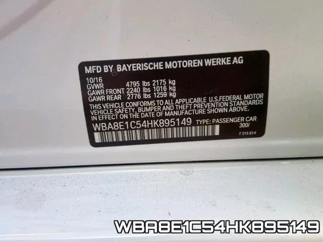 WBA8E1C54HK895149 фото 2