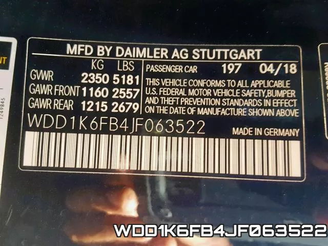 WDD1K6FB4JF063522 фото 2