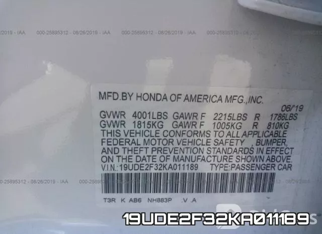 19UDE2F32KA011189 фото 10