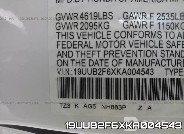 19UUB2F6XKA004543 фото 10