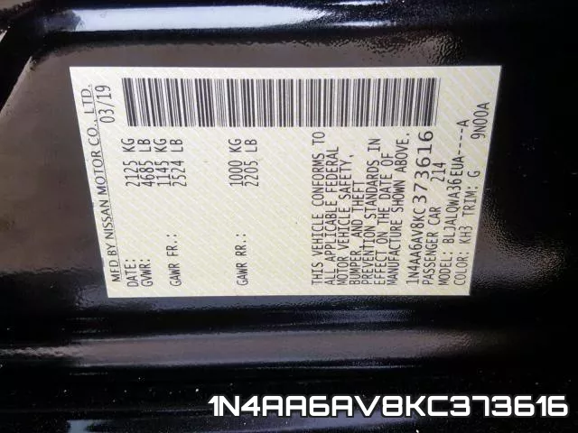 1N4AA6AV8KC373616 фото 2