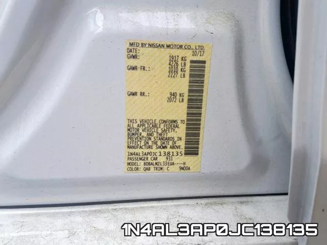 1N4AL3AP0JC138135 фото 2