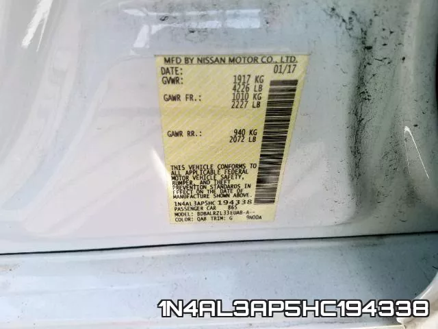 1N4AL3AP5HC194338 фото 2
