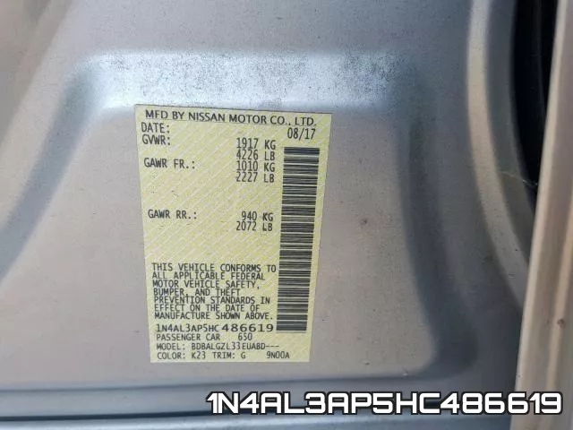1N4AL3AP5HC486619 фото 2