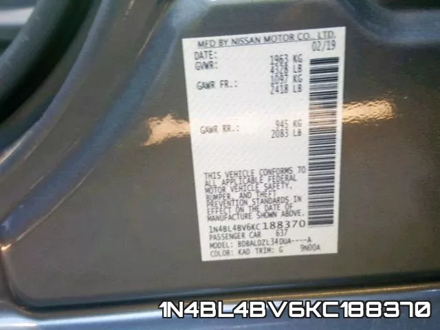 1N4BL4BV6KC188370 фото 2