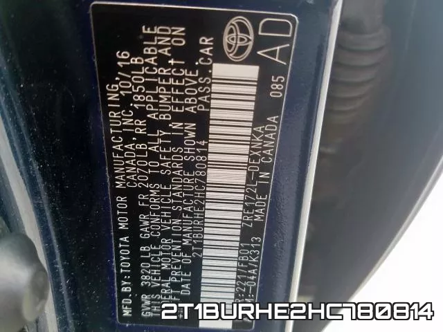 2T1BURHE2HC780814 фото 2