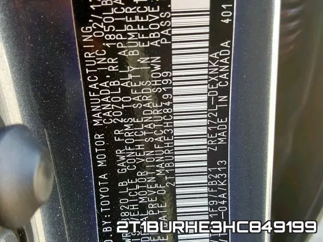 2T1BURHE3HC849199 фото 2