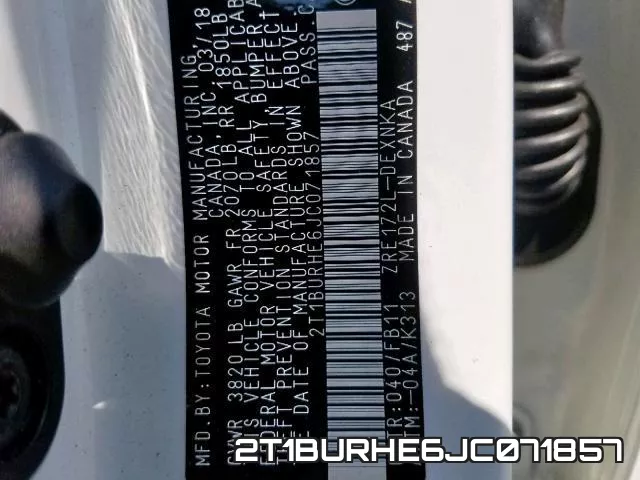 2T1BURHE6JC071857 фото 2