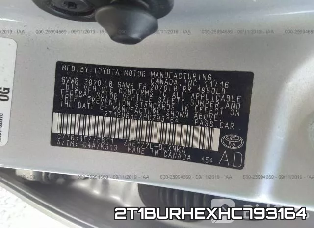 2T1BURHEXHC793164 фото 9