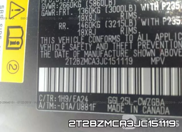 2T2BZMCA3JC151119 фото 9