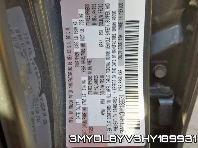 3MYDLBYV3HY189931 фото 2